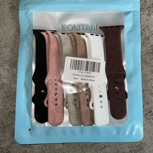 Floral Watch Bands Set - Black, Pink, Tan, White, Brown